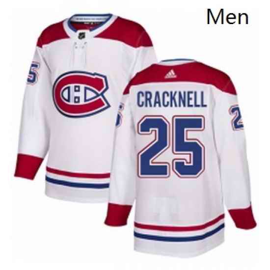 Mens Adidas Montreal Canadiens 25 Adam Cracknell Authentic White Away NHL Jersey